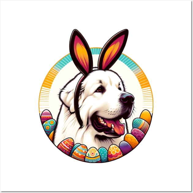 Great Pyrenees Enjoys Easter with Bunny Ears Delight Wall Art by ArtRUs